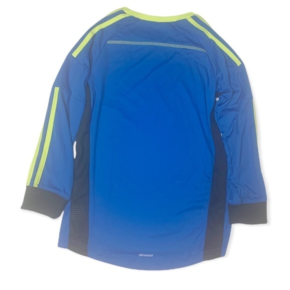 ADIDAS soccer Shirt Long Sleeves 3 Stripe Blue Climacool BOYS KIDS size 7X - Picture 6 of 6